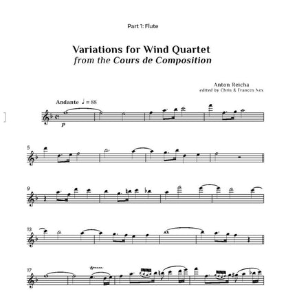 Reicha, Anton: Variations for Woodwind Quartet - Digital Download