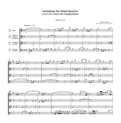 Reicha, Anton: Variations for Woodwind Quartet - Digital Download