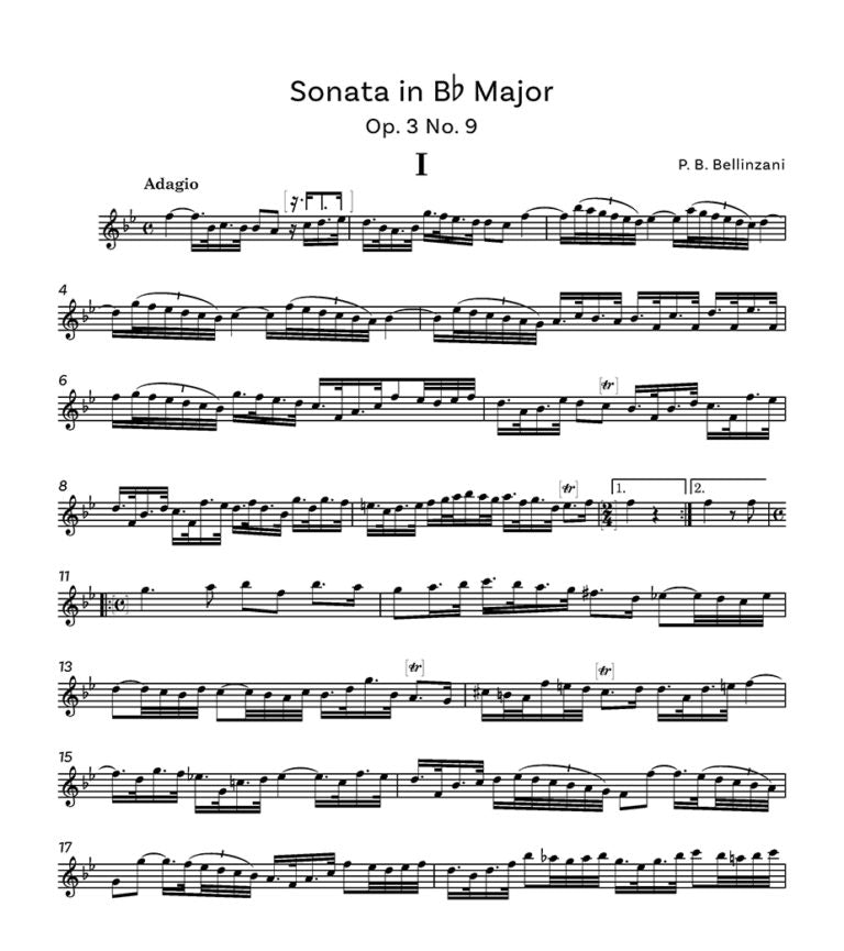 Bellinzani ,Benedetto, Paolo - Two Sonatas Op. 3 Nos. 8 (C minor) & 9 (B flat)