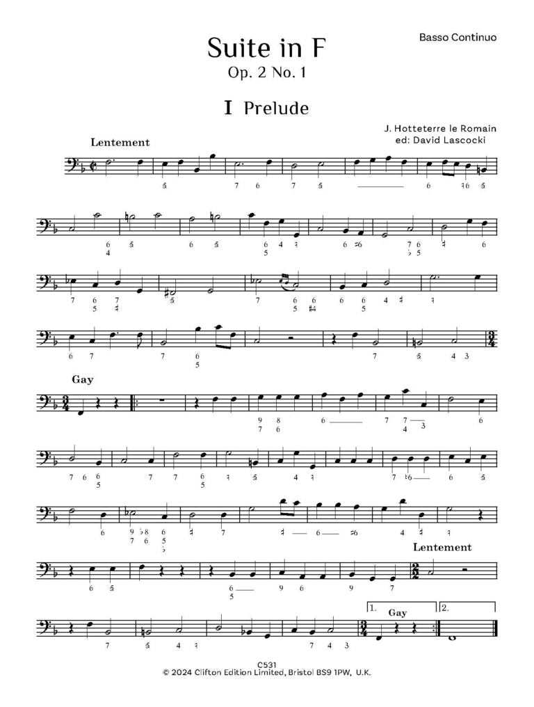 Hotteterre, J   - Suite in F Op. 2 No. 1 for Recorder- Digital Download