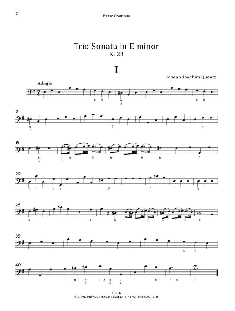 Quantz: Trio Sonata in E minor K.28 for 2 Flutes and Piano - Digital Download