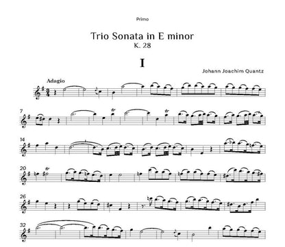 Quantz: Trio Sonata in E minor K.28 for 2 Flutes and Piano - Digital Download