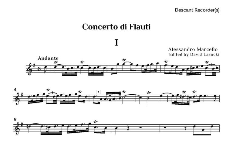 Marcello, A - Concerto di Flauti for recorders and strings - Digital Download