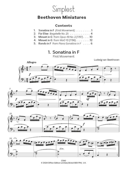 Simplest Beethoven Miniatures for solo piano Digital Download