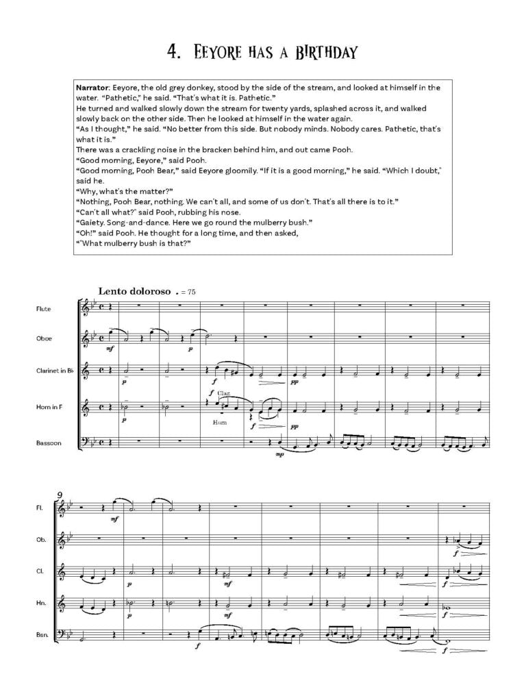 Parry- Jones, Gwyn - Winnie The Pooh Suite Score and Parts for wind quintet- Digital Download