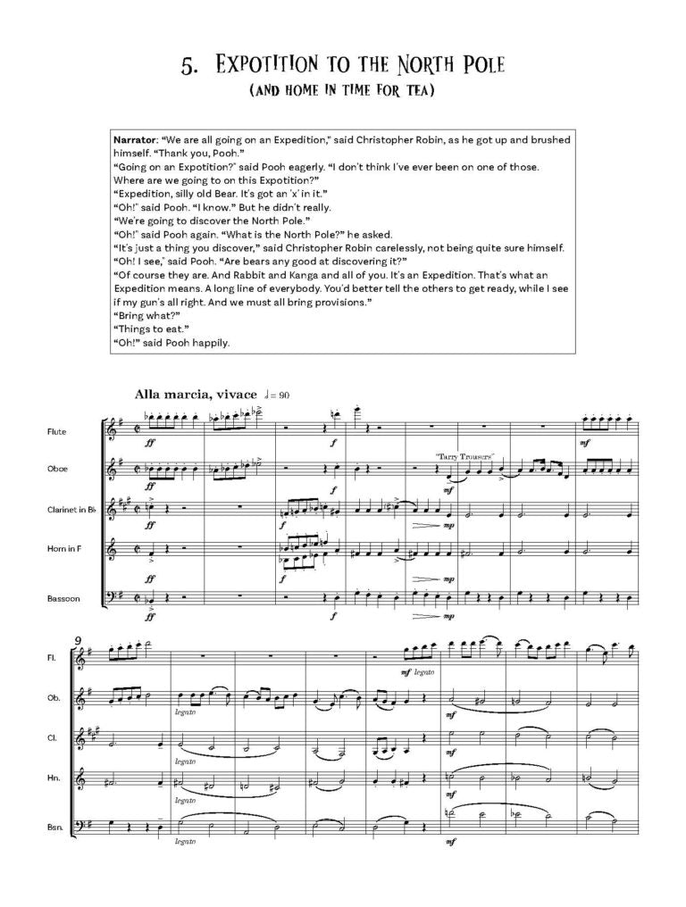 Parry- Jones, Gwyn - Winnie The Pooh Suite Score and Parts for wind quintet- Digital Download