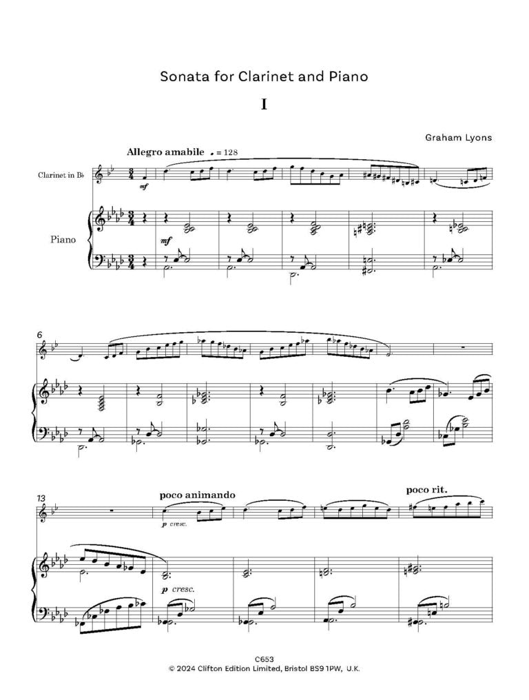 Lyons, Graham - Short Sonata for Clarinet and Bassoon - Digital Download