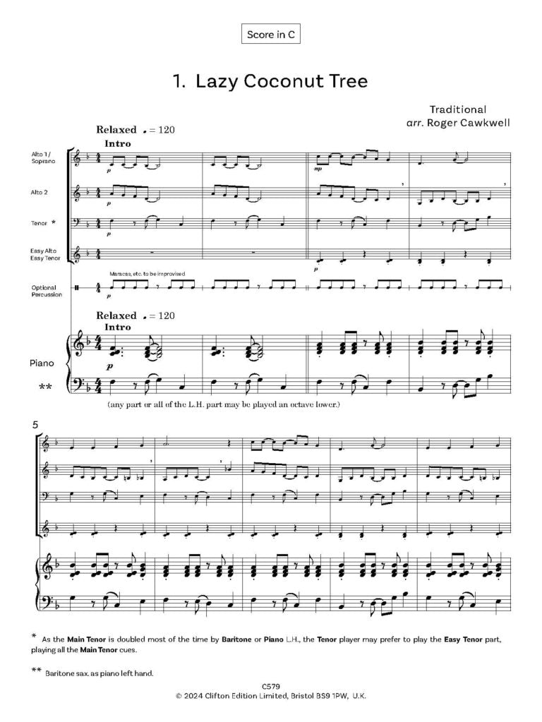 SaxPax -Flexible Saxophone Ensemble Trad. Arr. Roger Cawkwell- Digital Download