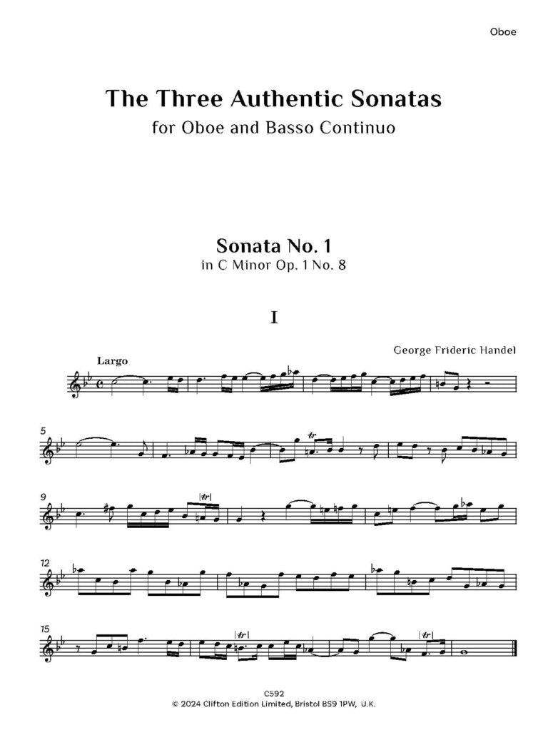 Handel - Three Authentic Sonatas for oboe and piano - Digital Download