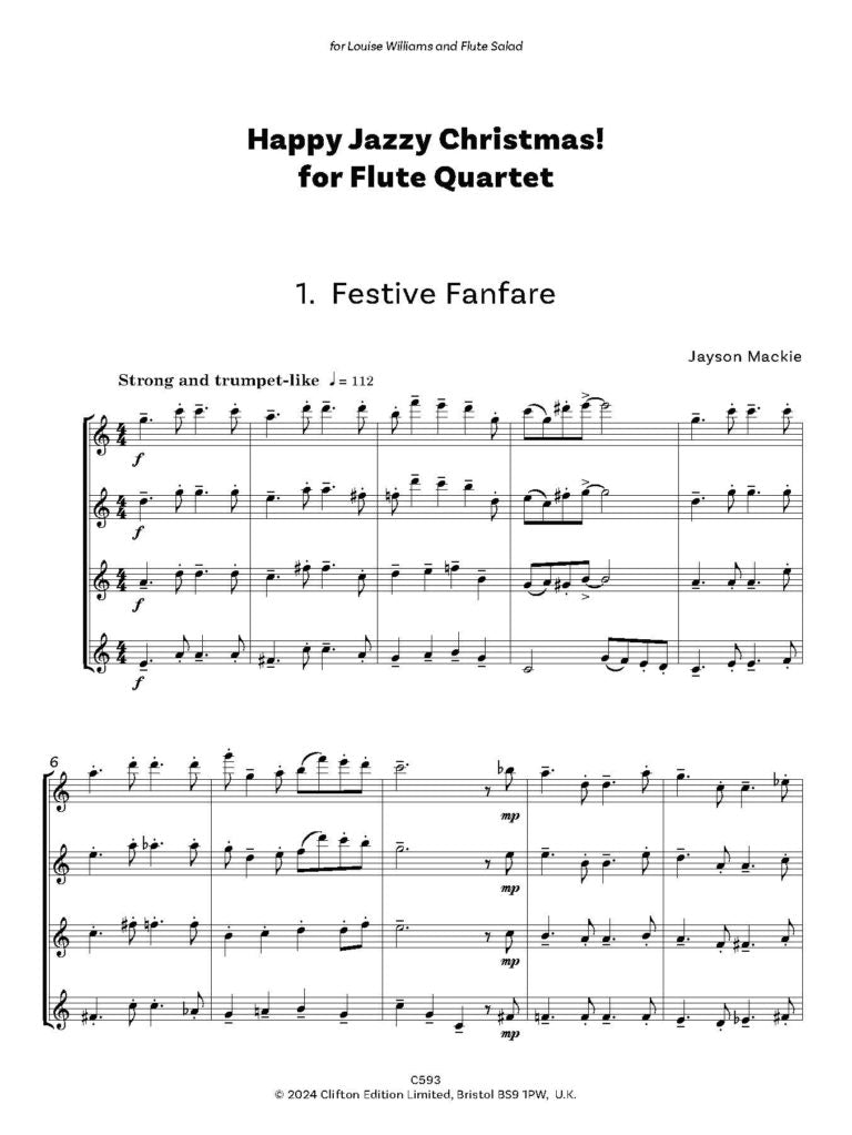 Mackie, Jason - Happy Jazzy Christmas for flute quartet - Digital Download