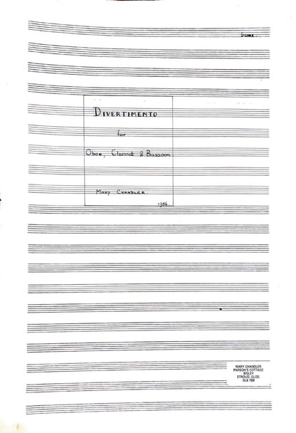 Chandler Mary Divertimento for reed trio - Digital Download