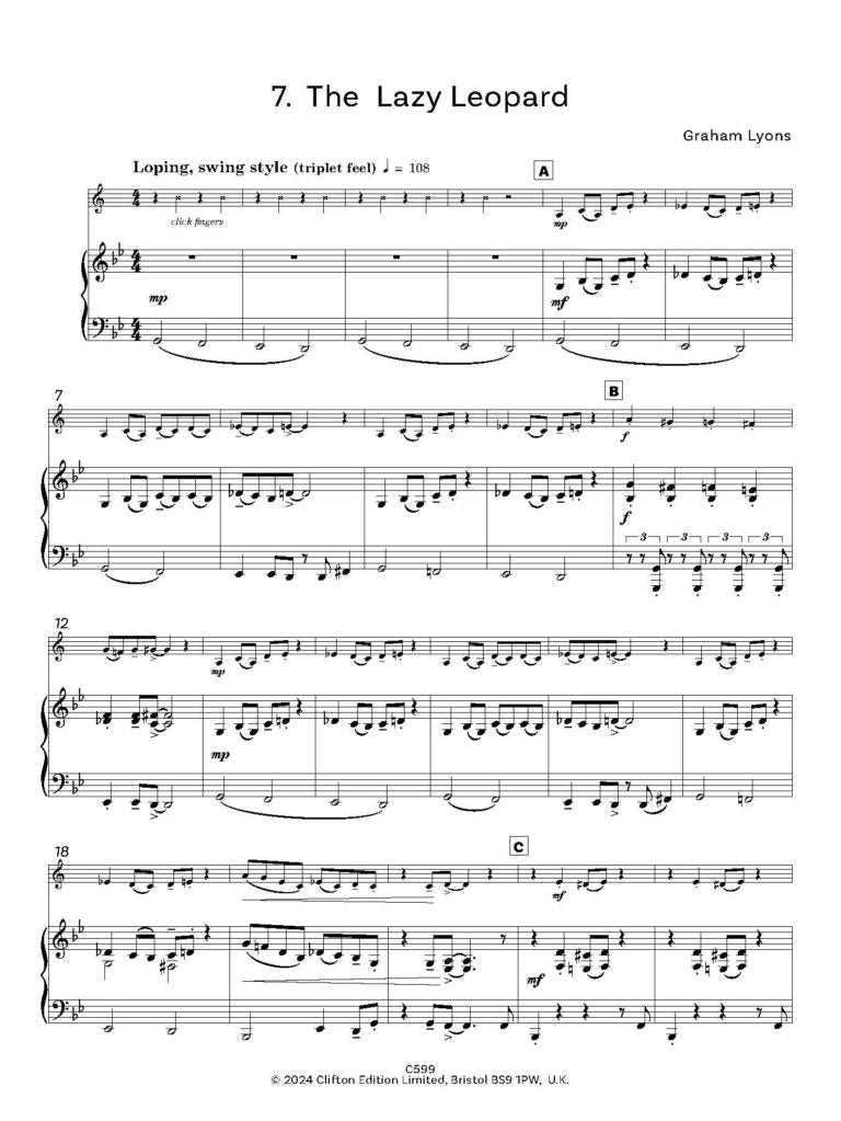 Lyons, Graham -Clarinet Extras Seven easy pieces for Clarinet and Piano  - Digital Download