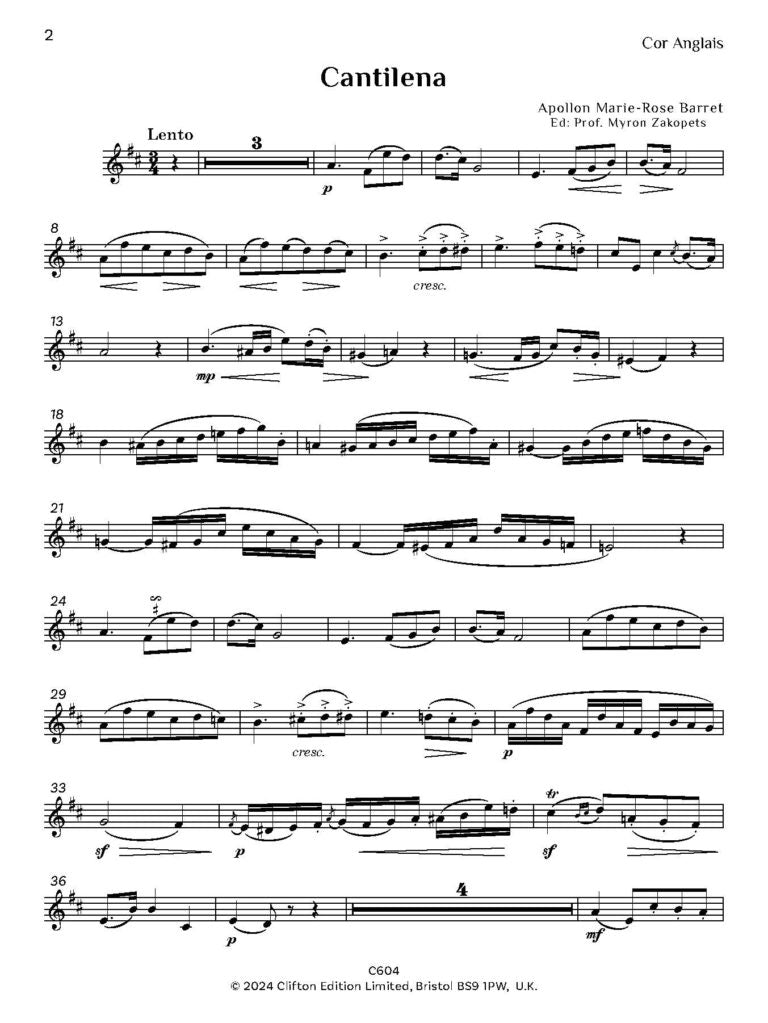 Marie-Rose Barrett Apollon - Cantilena for Cor Anglais and Piano- Digital Download