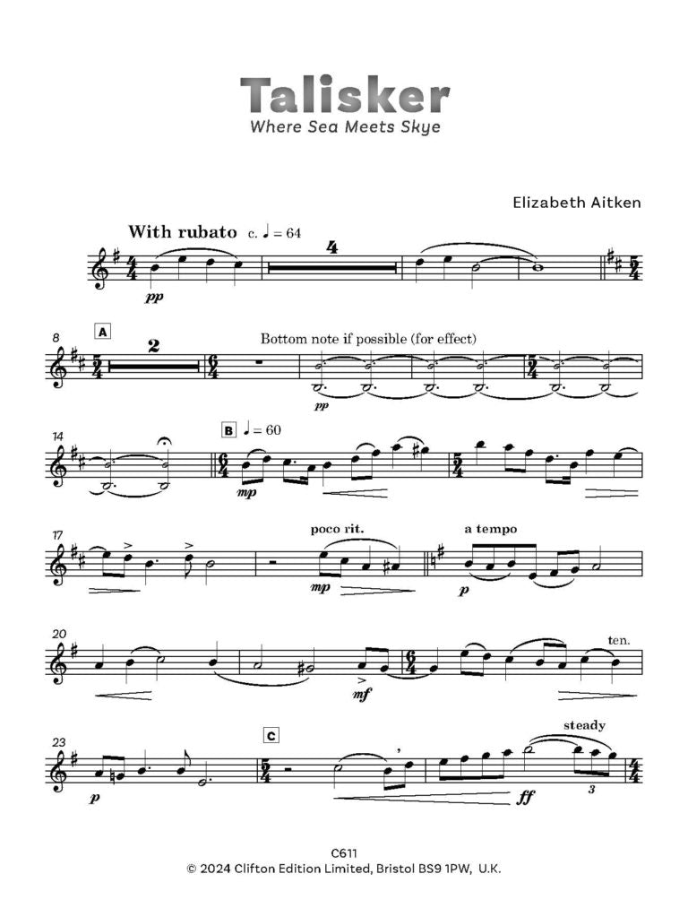 Aitken, Elizabeth - Talisker Where Sea Meets Skye for oboe trio - Digital Download