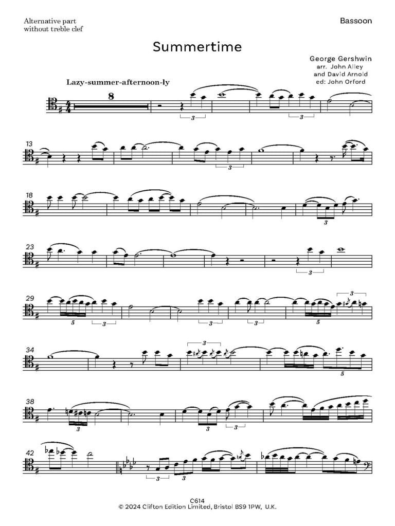 Summertime arr. John Alley from the orchestral arrangement by Dave Arnold - Digital Download (Copy)