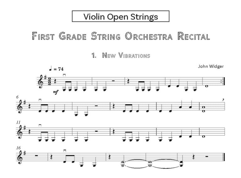 Widger, John - First Grade String Orchestra Recital Nine easy pieces for grade one string players with easy open string parts- Digital Download