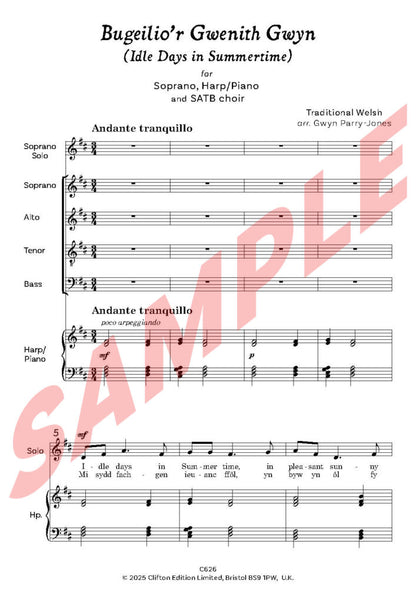 Bugeilio’r Gwenith Gwyn.Soprano Soloist with SATB and Harp/Piano   - Digital Download