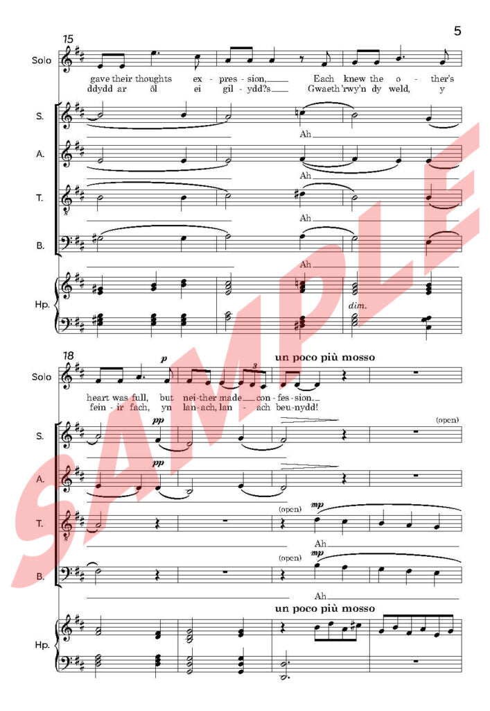 Bugeilio’r Gwenith Gwyn.Soprano Soloist with SATB and Harp/Piano   - Digital Download