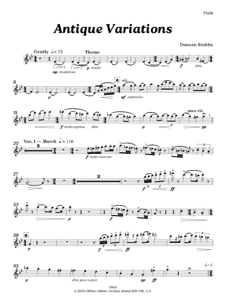 Stubbs, Duncan - Antique Variations for wind quintet - Digital Download