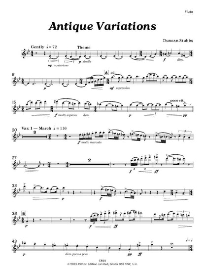 Stubbs, Duncan - Antique Variations for wind quintet - Digital Download