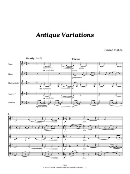 Stubbs, Duncan - Antique Variations for wind quintet - Digital Download