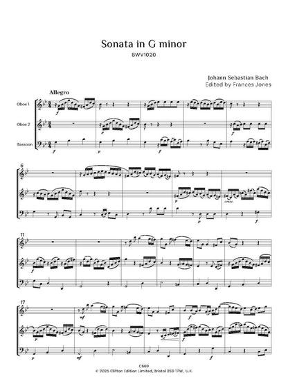 Bach JS - Sonata in G minor, BWV 1020 for two oboes and bassoon - Digital Download