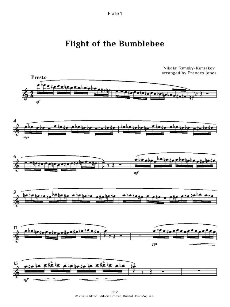 Rimsky-Korsakov, Nikolai: The Flight of the Bumble Bee, arr. Flute Quartet. - Digital Download