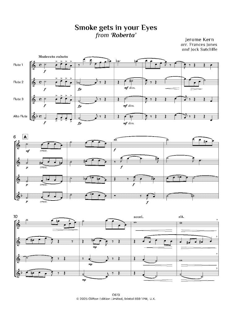 Kern, Jerome: Smoke Gets in your Eyes, arr. Three Flutes and Alto Flute. - Digital Download