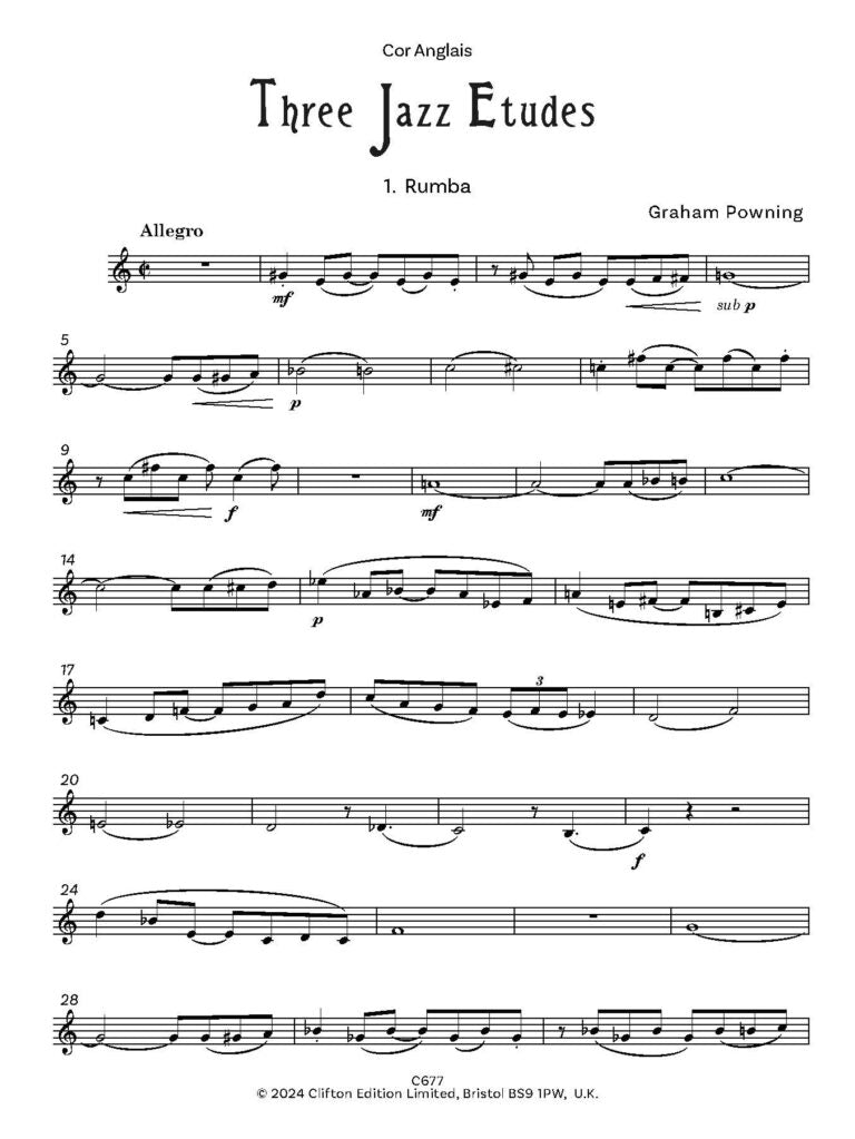 Powning, G - Three Jazz Etudes for Oboe trio - Digital Download