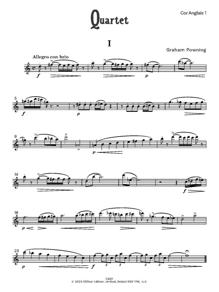 Powning, Graham - Quartet for 4 Cors Anglais - Digital Download