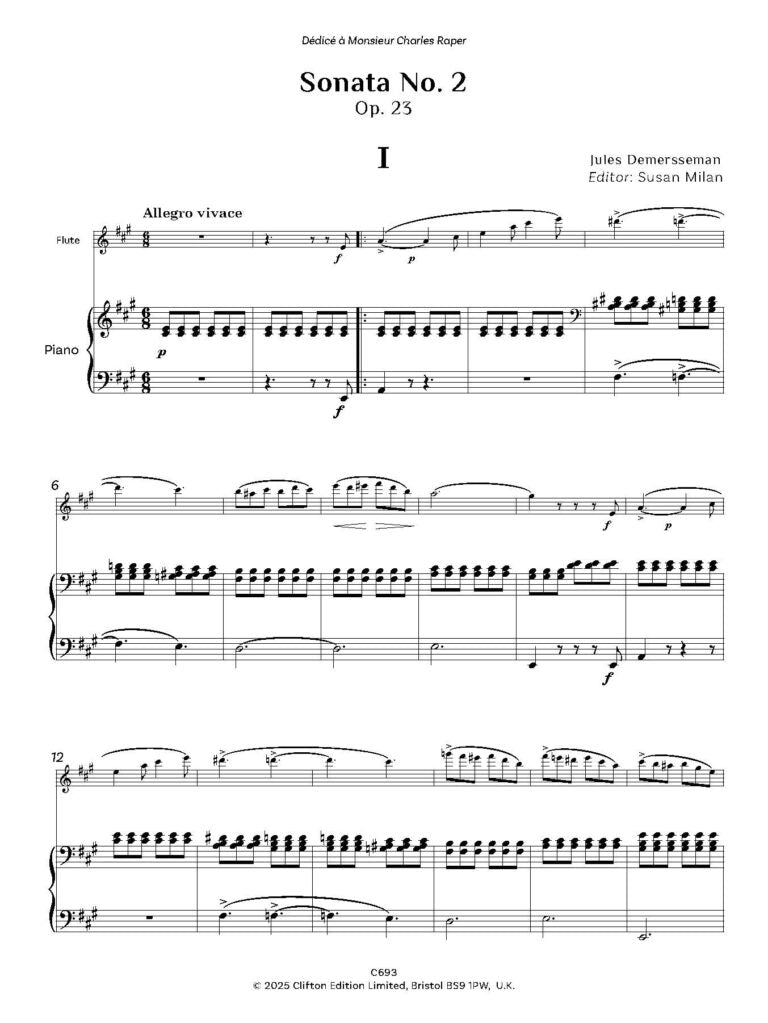 Demersseman  - Sonata No 2 for flute and piano - Digital Download