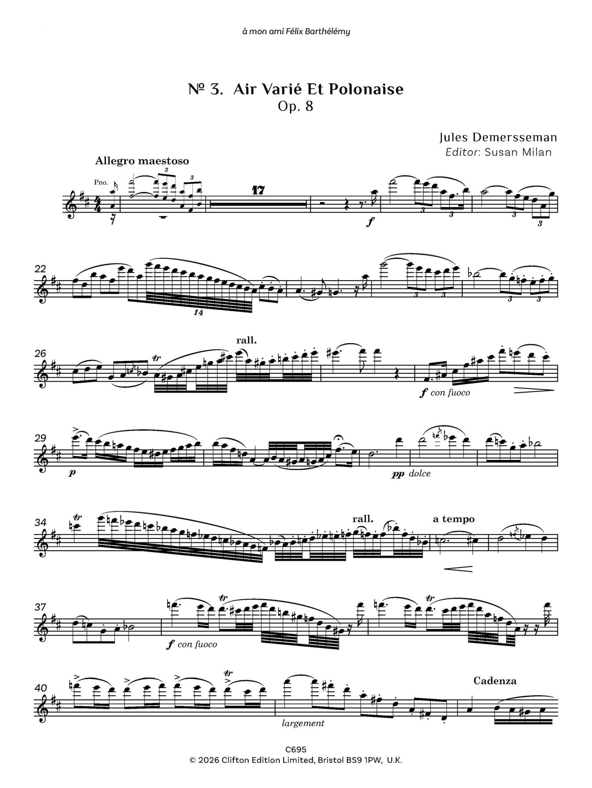 Jules Demersseman ed. Susan Milan Showpieces Vol 1 for flute and piano - Digital Download