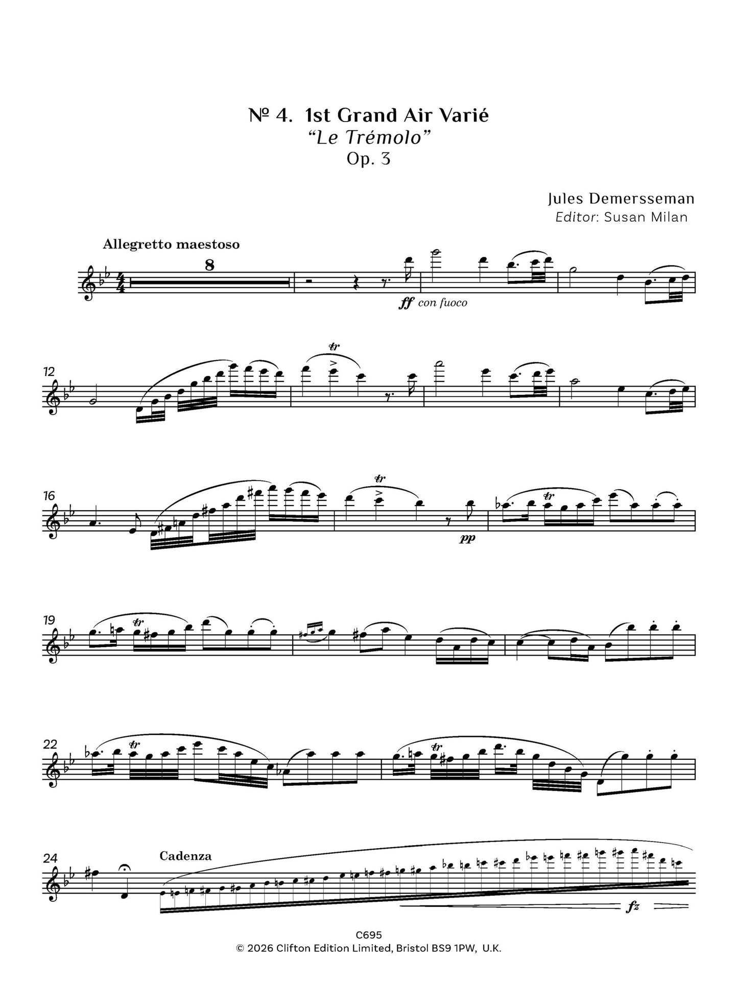 Jules Demersseman ed. Susan Milan Showpieces Vol 1 for flute and piano - Digital Download