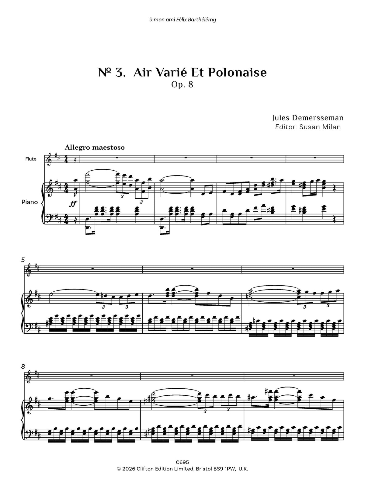 Jules Demersseman ed. Susan Milan Showpieces Vol 1 for flute and piano - Digital Download