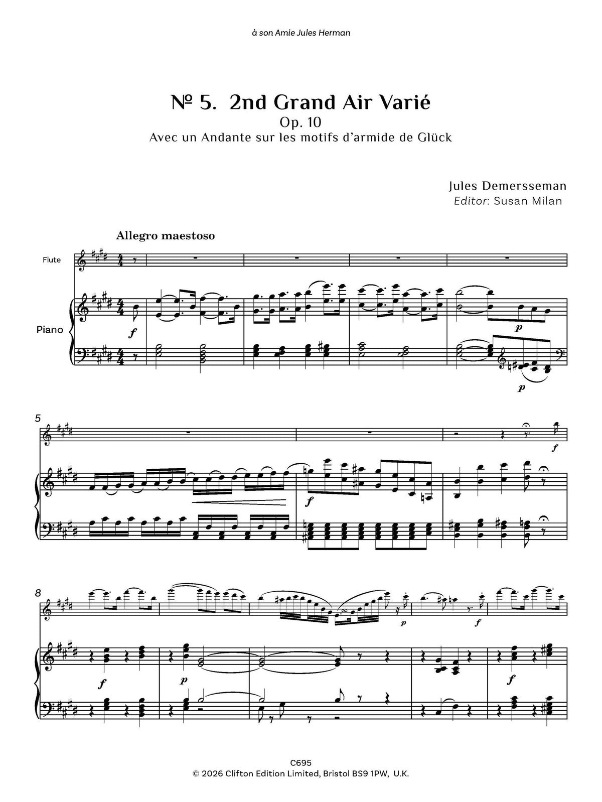 Jules Demersseman ed. Susan Milan Showpieces Vol 1 for flute and piano - Digital Download