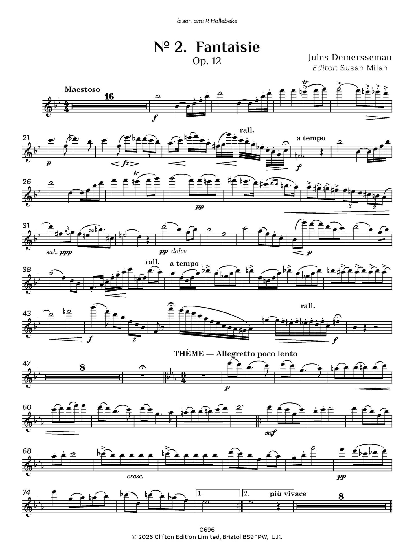 Jules Demersseman ed. Susan Milan Showpieces Vol 2 for flute and piano - Digital Download