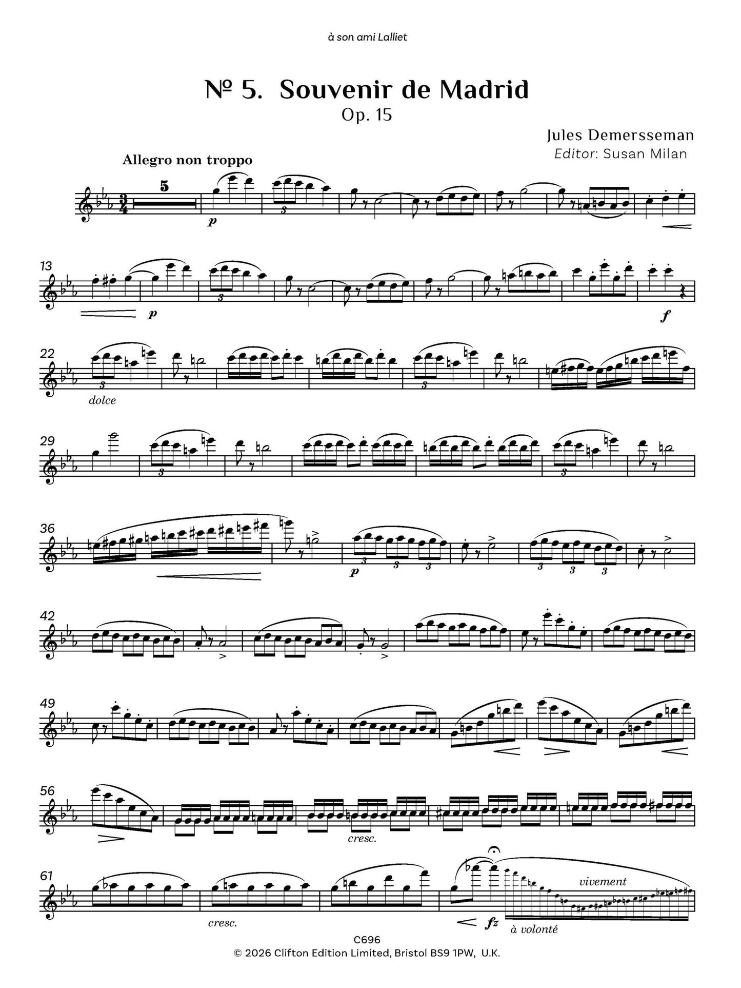 Jules Demersseman ed. Susan Milan Showpieces Vol 2 for flute and piano - Digital Download