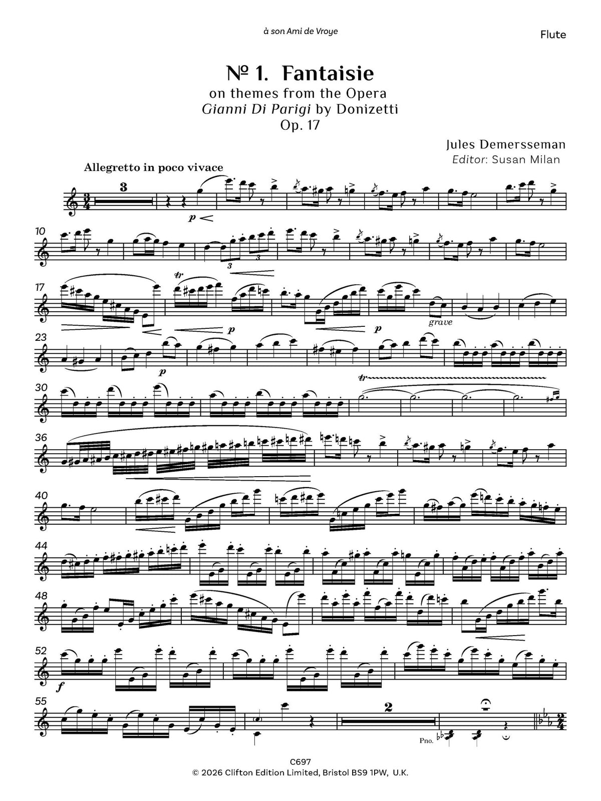 Jules Demersseman ed. Susan Milan Showpieces Vol 3 for flute and piano - Digital Download