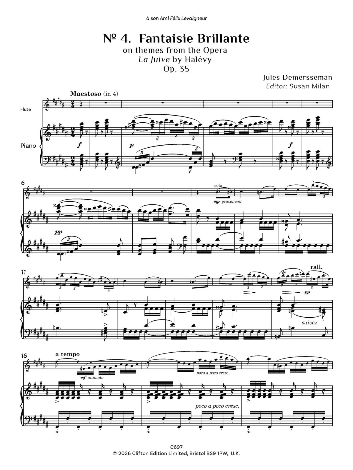 Jules Demersseman ed. Susan Milan Showpieces Vol 3 for flute and piano - Digital Download