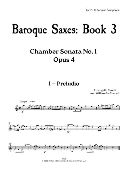 Baroque Saxes: Book 3 for two/three Saxophones (Grade 3+) - Digital Download