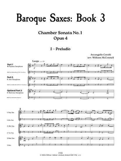 Baroque Saxes: Book 3 for two/three Saxophones (Grade 3+) - Digital Download