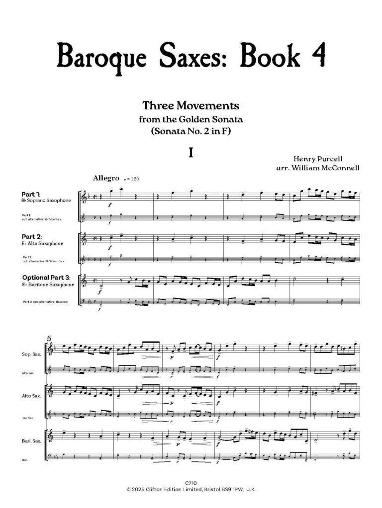 Baroque Saxes: Book 4 for two/three Saxophones (Grade 4+) - Digital Download