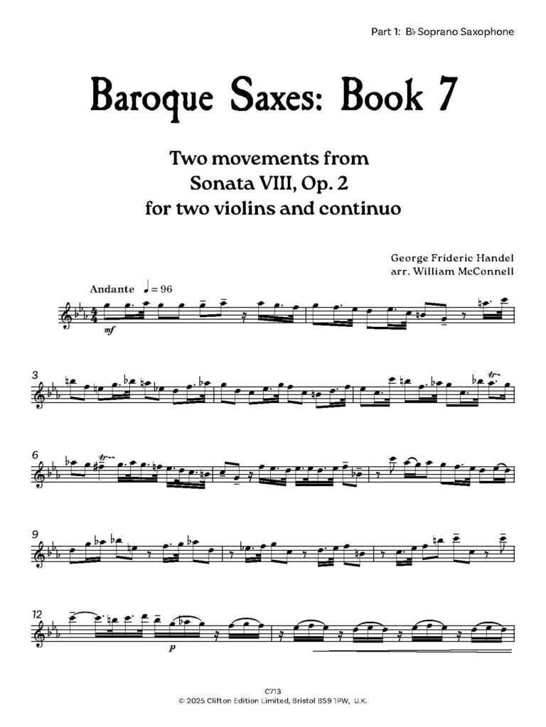 Baroque Saxes: Book 7 for two/three Saxophones (Grade 7+) - Digital Download