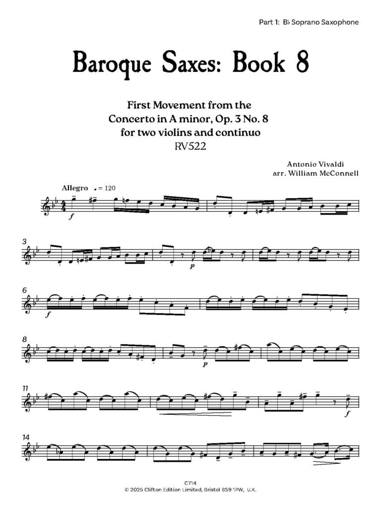 Baroque Saxes: Book 8 for two/three Saxophones (Grade 8+) - Digital Download