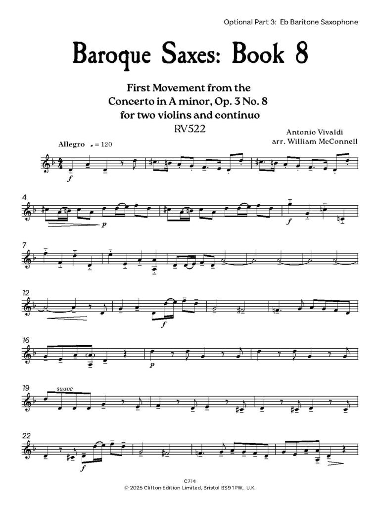 Baroque Saxes: Book 8 for two/three Saxophones (Grade 8+) - Digital Download