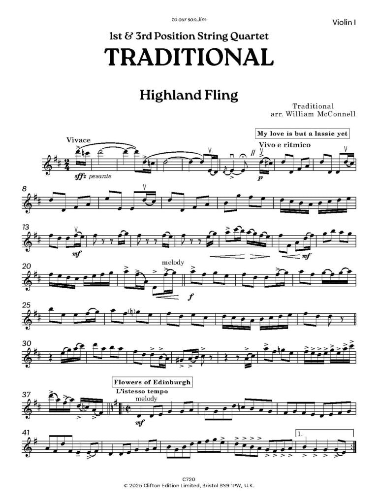 1st & 3rd Position String Quartet: Folk. “Highland Fling” - Digital Download