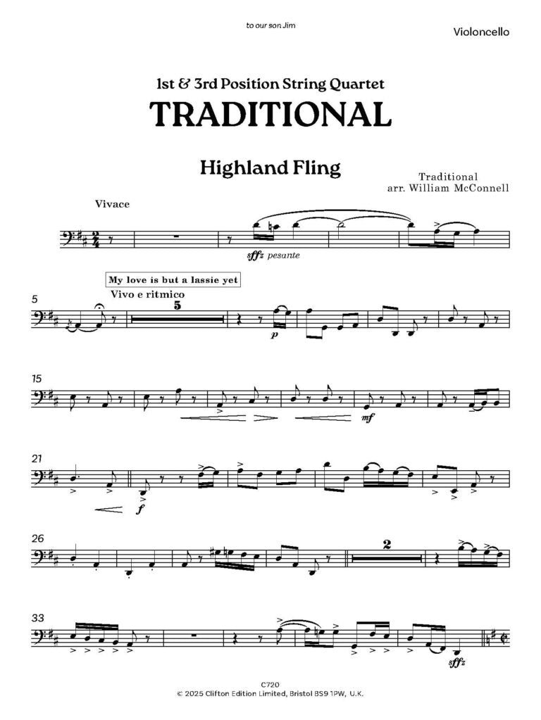 1st & 3rd Position String Quartet: Folk. “Highland Fling” - Digital Download