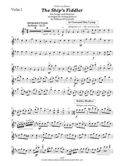 The Ship’s Fiddler Sea Songs and Shanties arranged for String Quartet - Digital Download