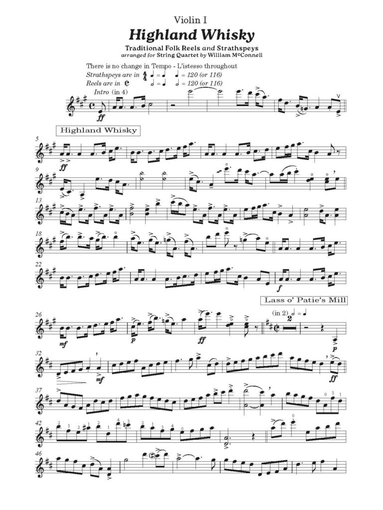 Highland Whisky Reels and Stathspeys for String Quartet - Digital Download