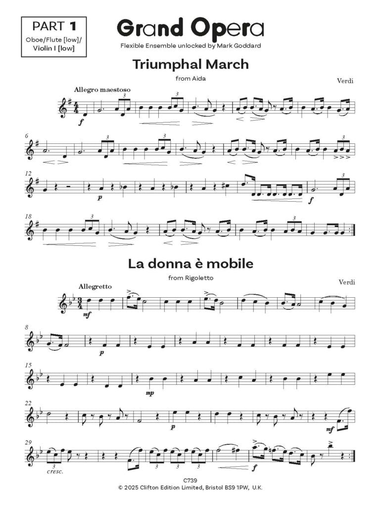 Grand Opera Four Operatic Favourites for flexible ensemble - Digital Download